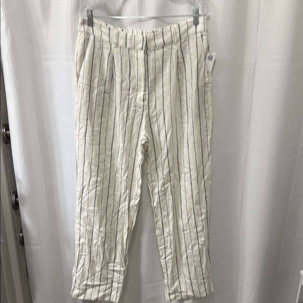 Old Navy Cream and Black Striped Wide Leg Pants